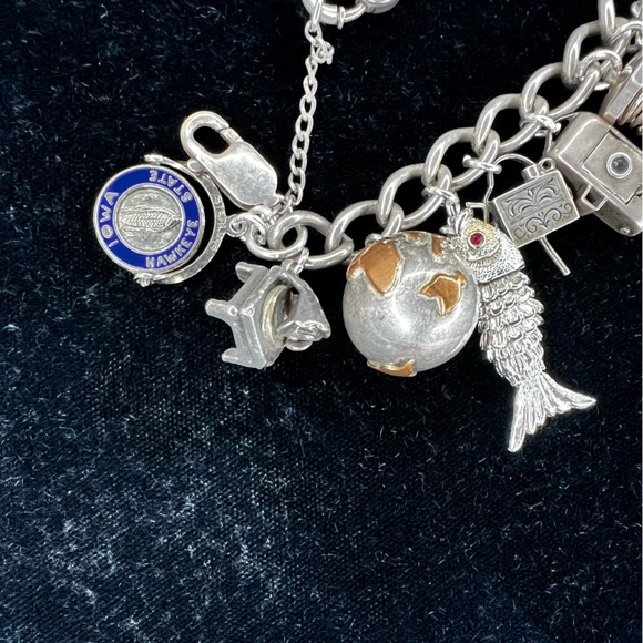 Vintage Moveable LOADED Sterling 925 Silver Articulated Charm Bracelet 91.4 G - Picture 3 of 17